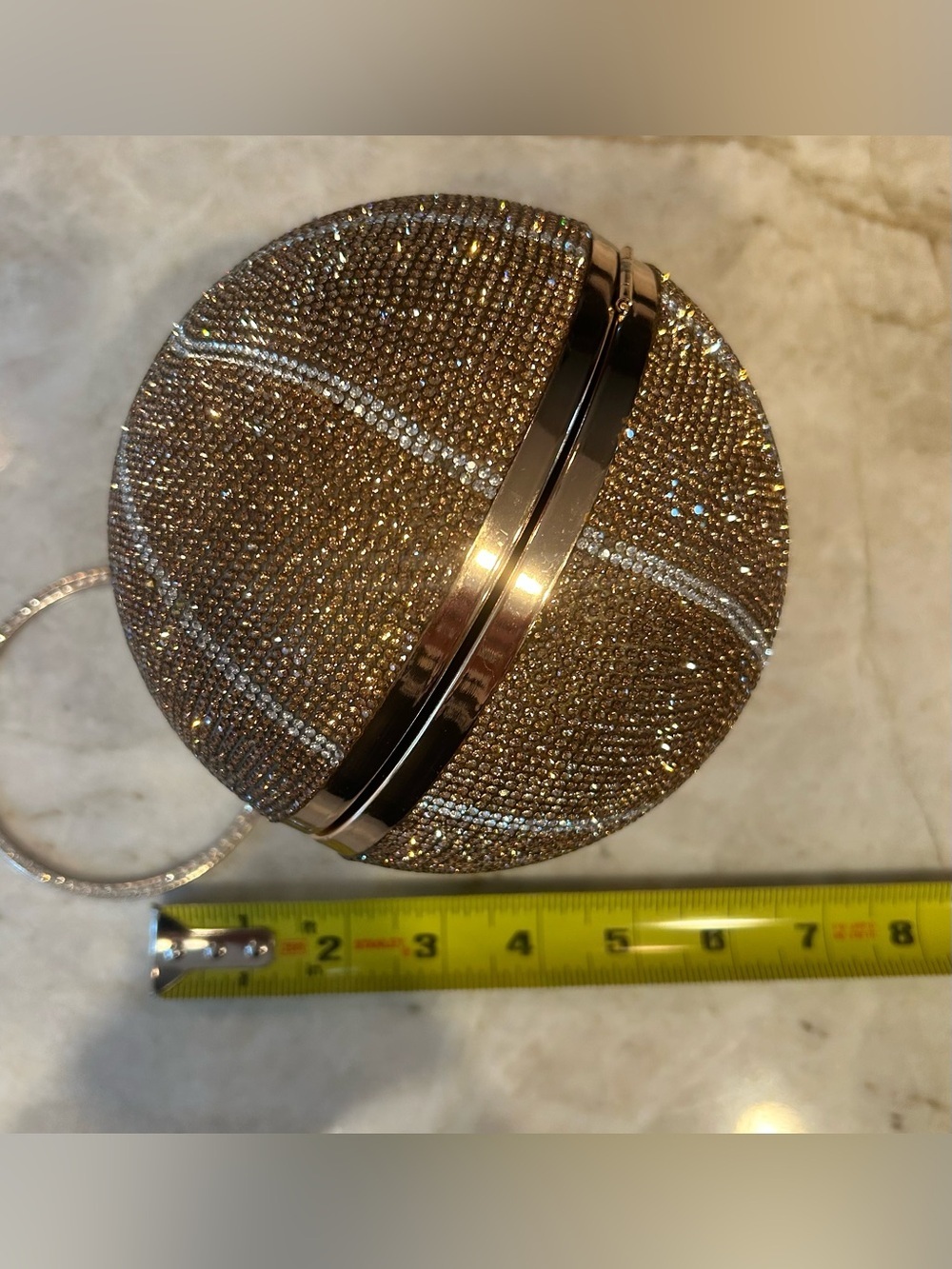 Sparkly Rhinestone Basketball Clutch Purse | Crystal Evening Bag | Wristlet - Picture 4 of 4